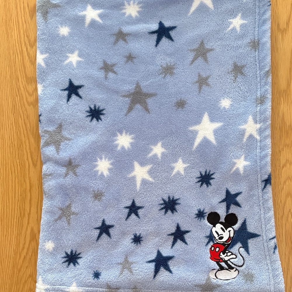 Disney Baby Light Blue Plush Fleece Blanket with Mickey Mouse